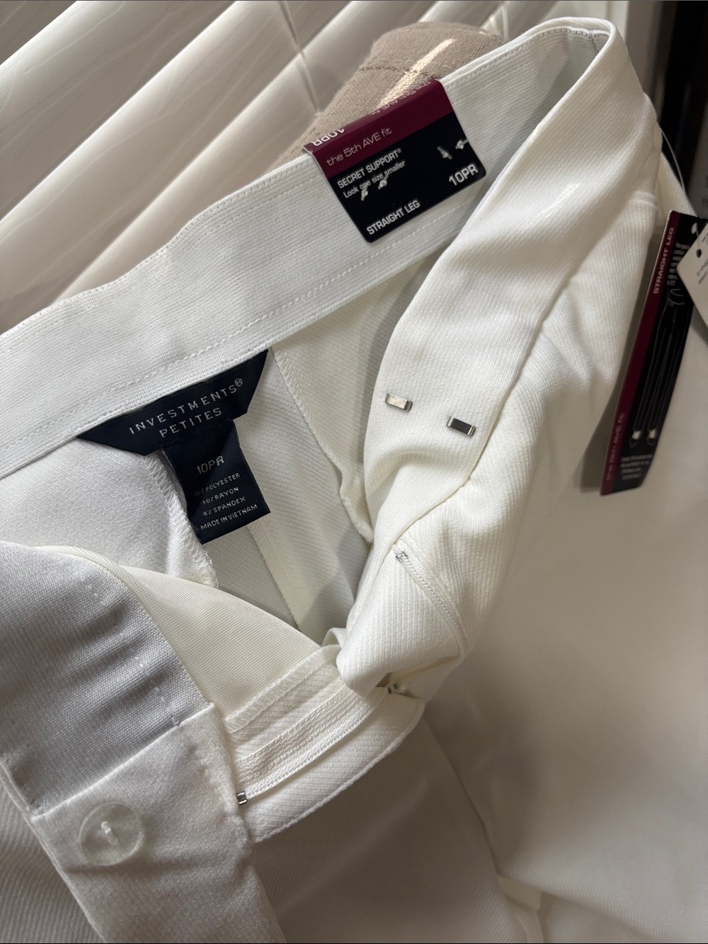 Investments White Petites Straight Leg Pants